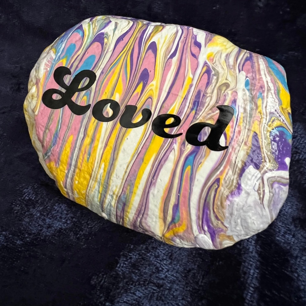 Hand painted rock. 3x4 inches weighs 1 Lb 2 Oz